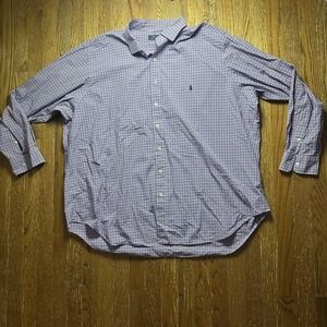 Polo Ralph Lauren Shirt Mens 3XB Purple Blue Check Button Down Long Sleeve Big